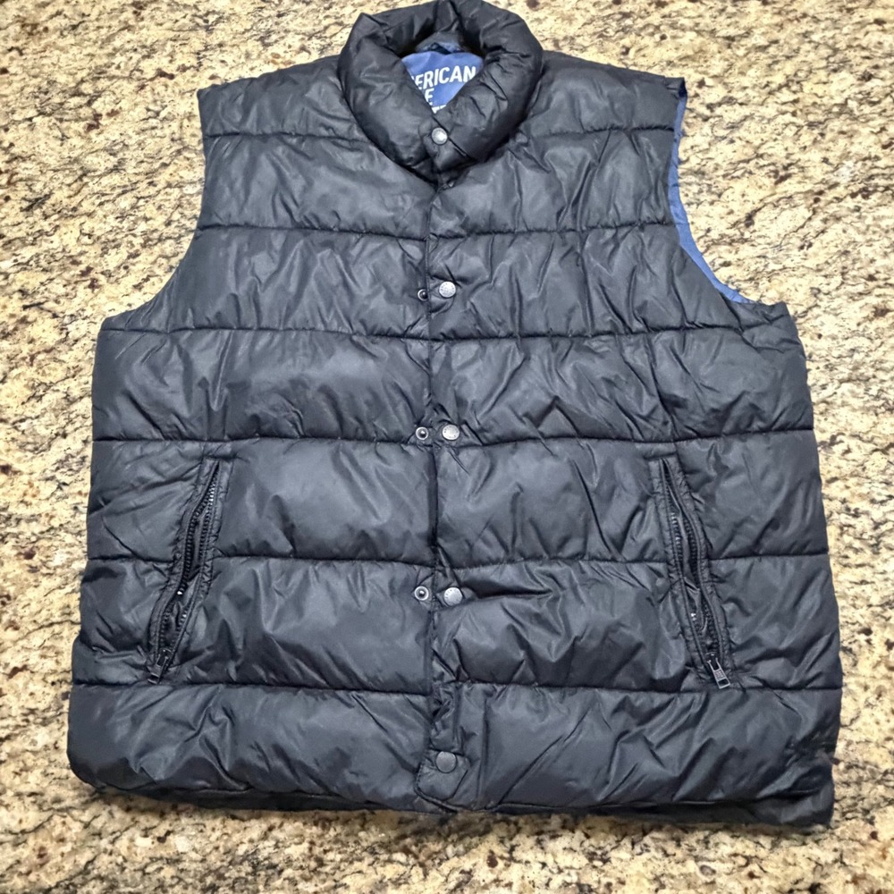 American Eagle‎ Outfitters Mens XL Puffer Vest Navy Blue Quilted Snap Zip